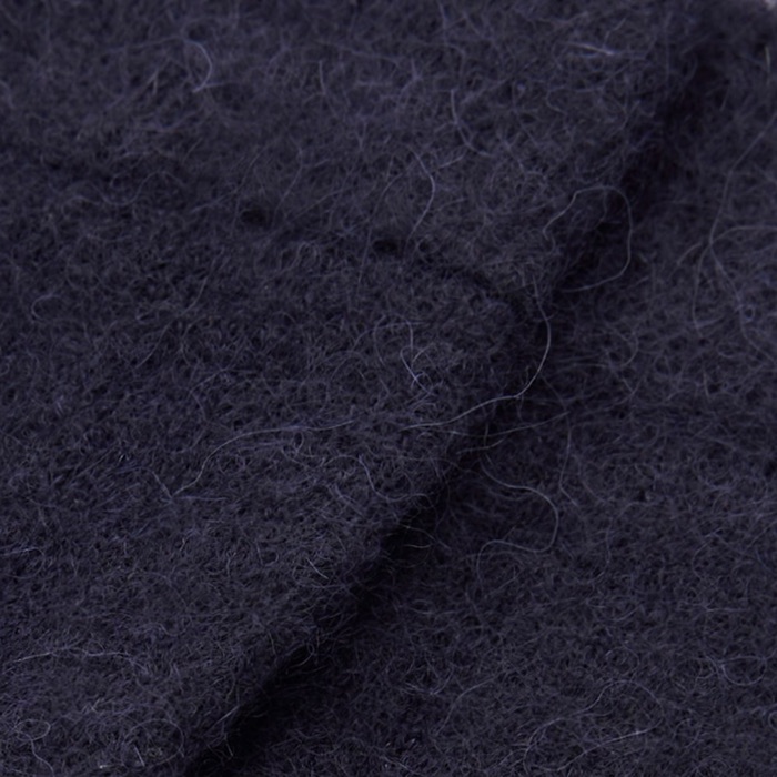 Close-up of navy ultra soft alpaca knit